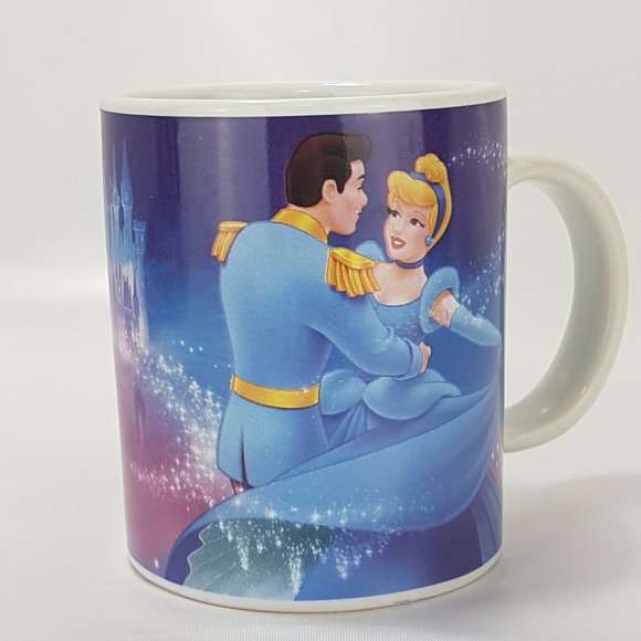 Vintage DISNEY Princess Mug Teacup Cinderella Prince Charming Dancing Swing Blue - Picture 8 of 12
